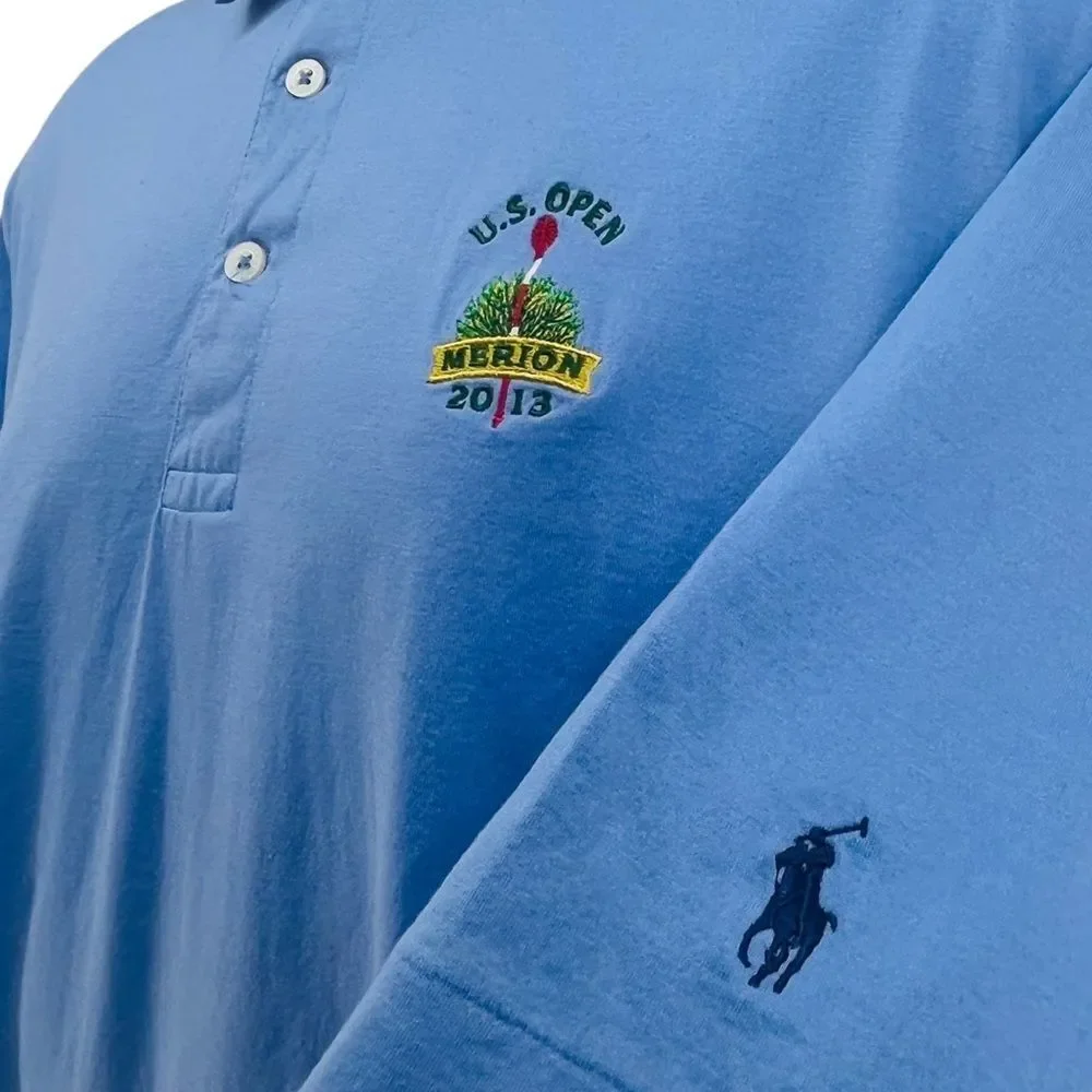 Polo Golf Ralph Lauren Polo Shirt Blue Pima Cotton U.S. Open Merion 2013 L 10222
